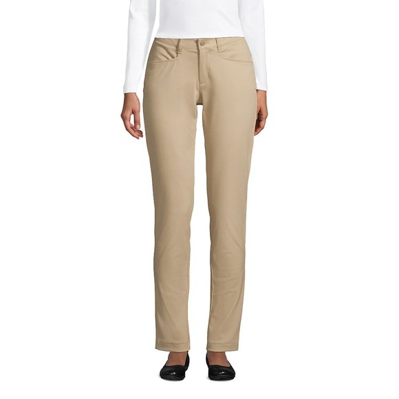 Lands' End Women's Stretch Pencil Pants, SCH UNI, Khaki, NWT - Picture 1 of 2